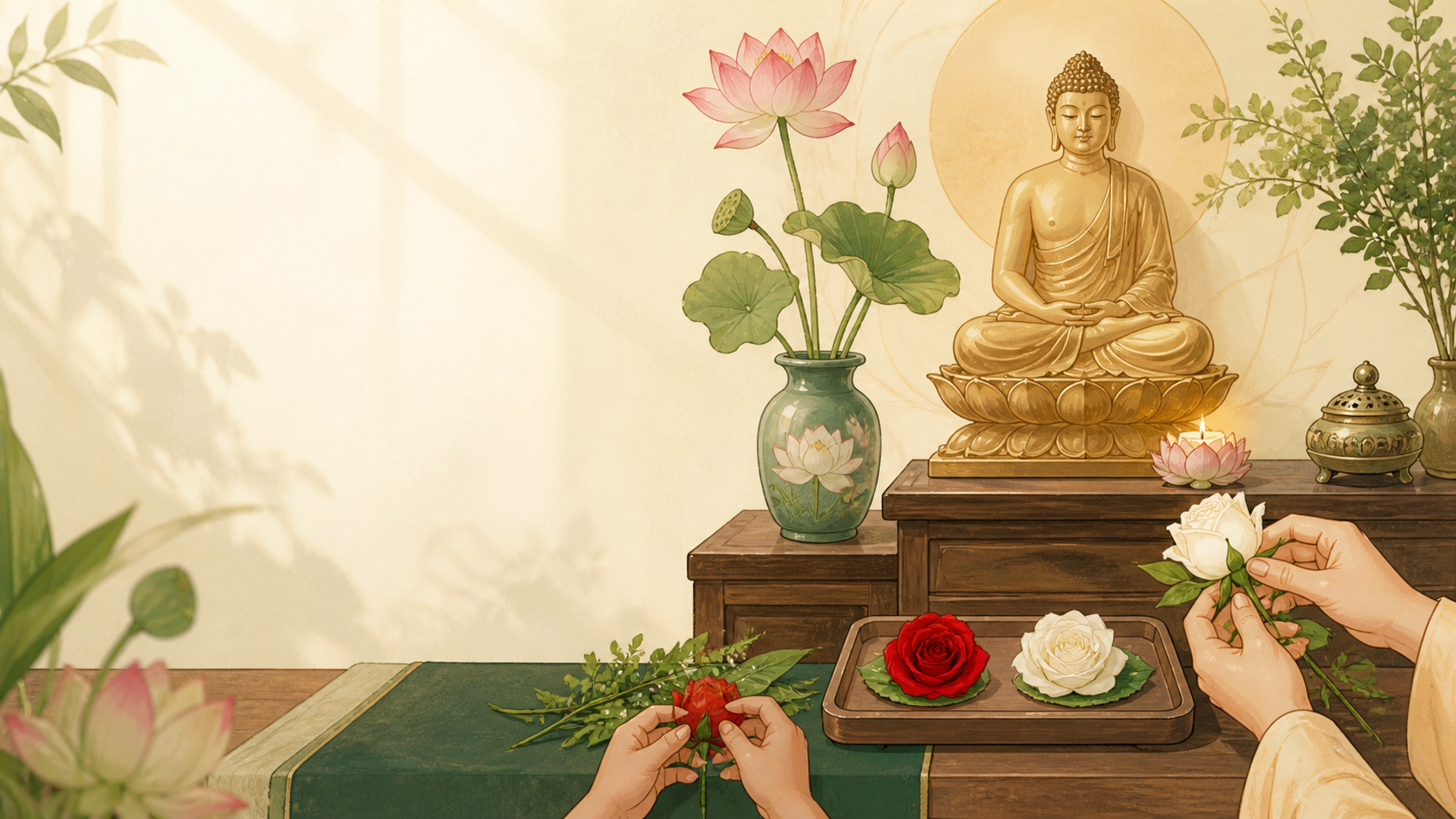 Cúng Vu Lan tại nhà và nghi thức cài hoa hồng